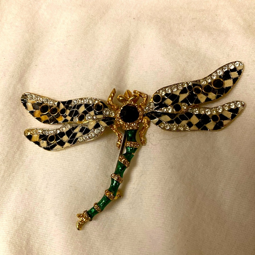 Jay Strongwater Dragonfly Brooch Vintage